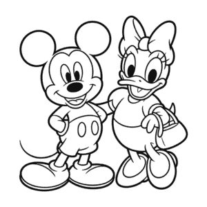 Daisy Duck and Mickey Easy Drawing