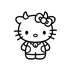 Hello Kitty in Cow Costume Easy Drawing