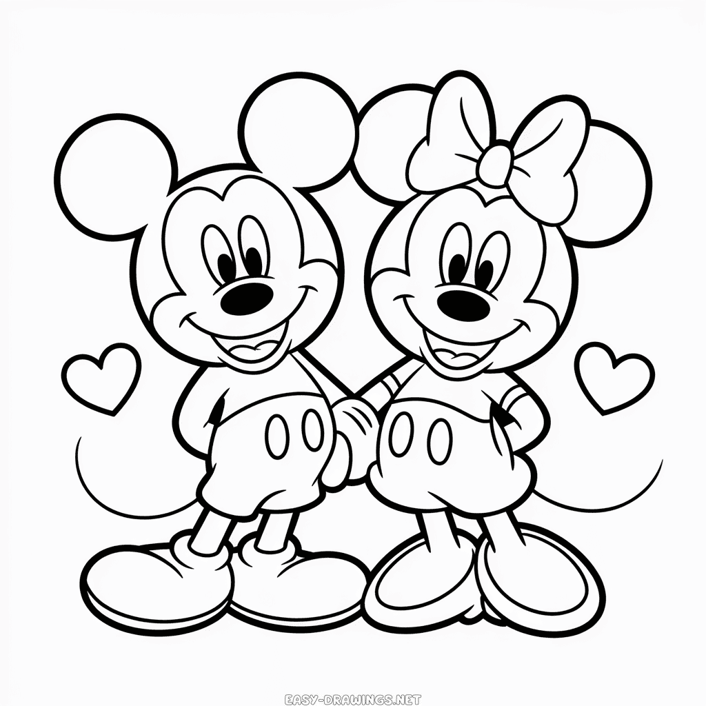 Mickey Mouse Couple Easy Drawing