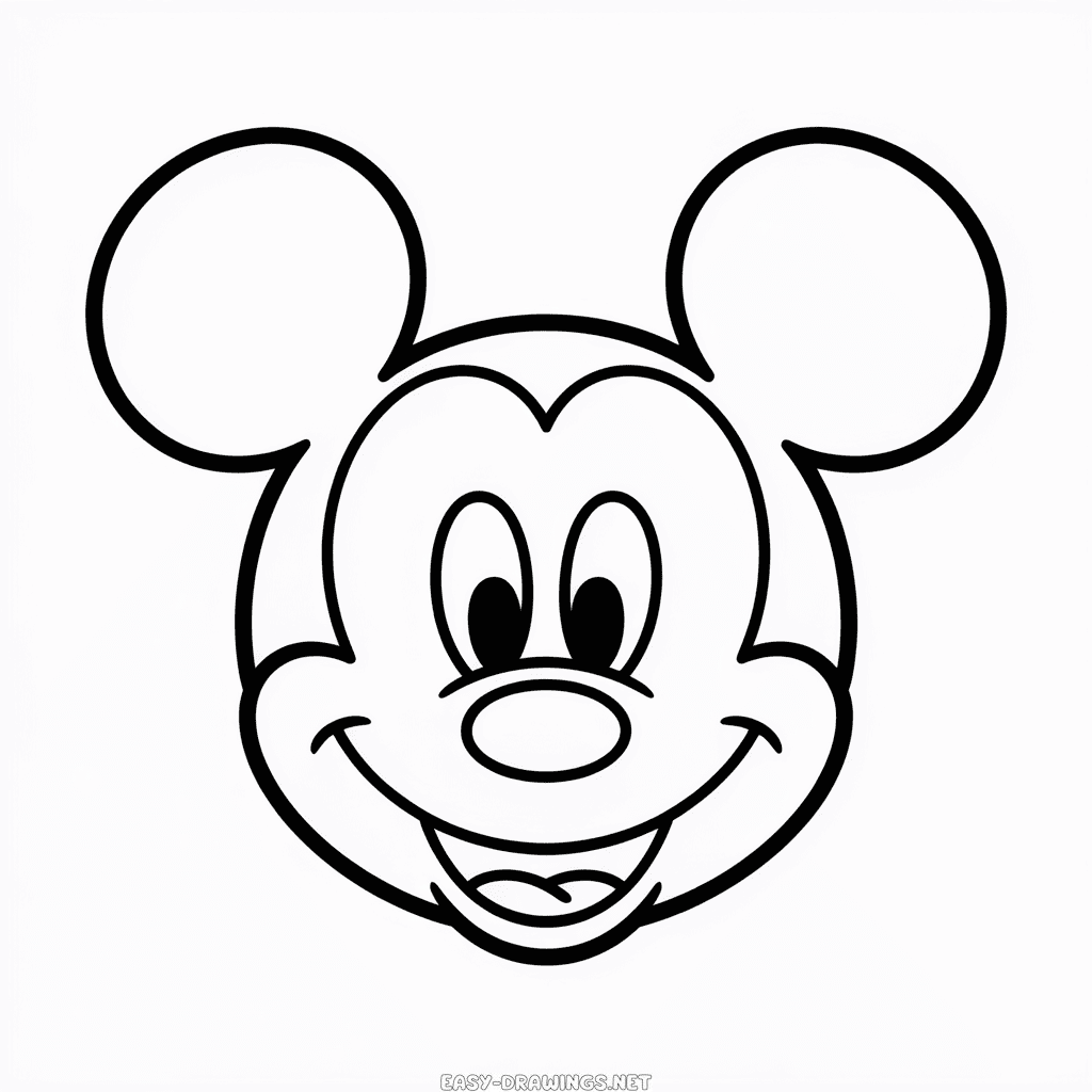 Mickey Mouse Head Easy Drawing