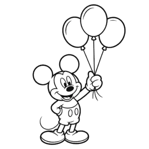 Mickey Mouse Holding Balloons Easy Drawing