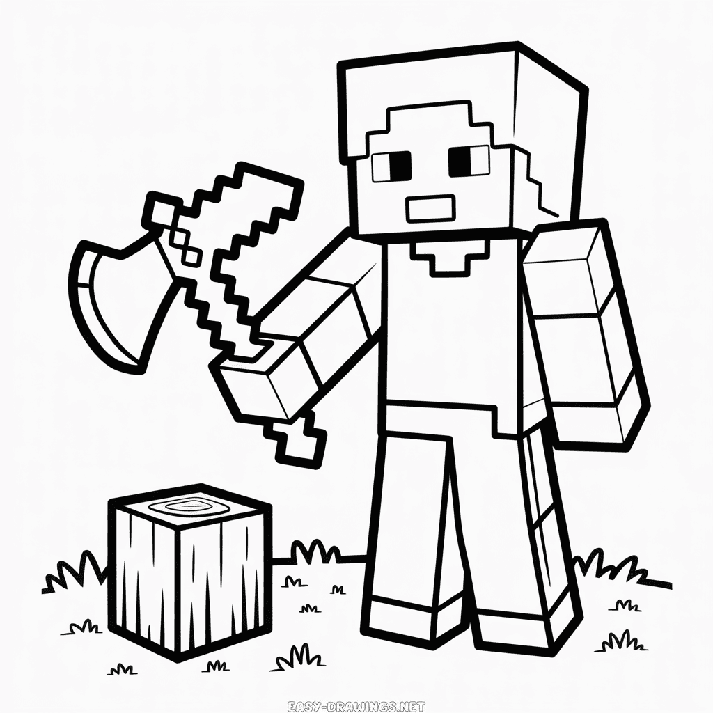 Minecraft Axe Easy Drawing