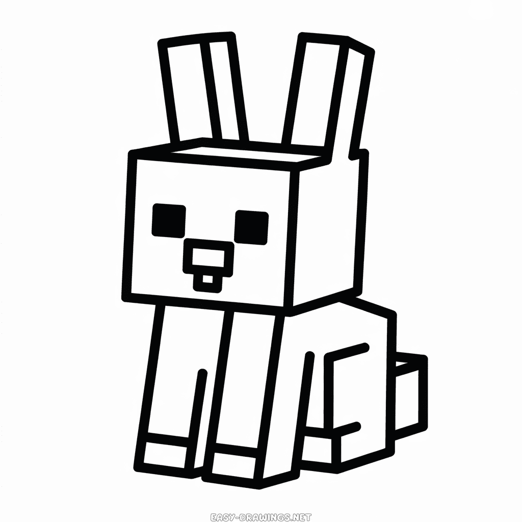 Minecraft Bunny Easy Drawing