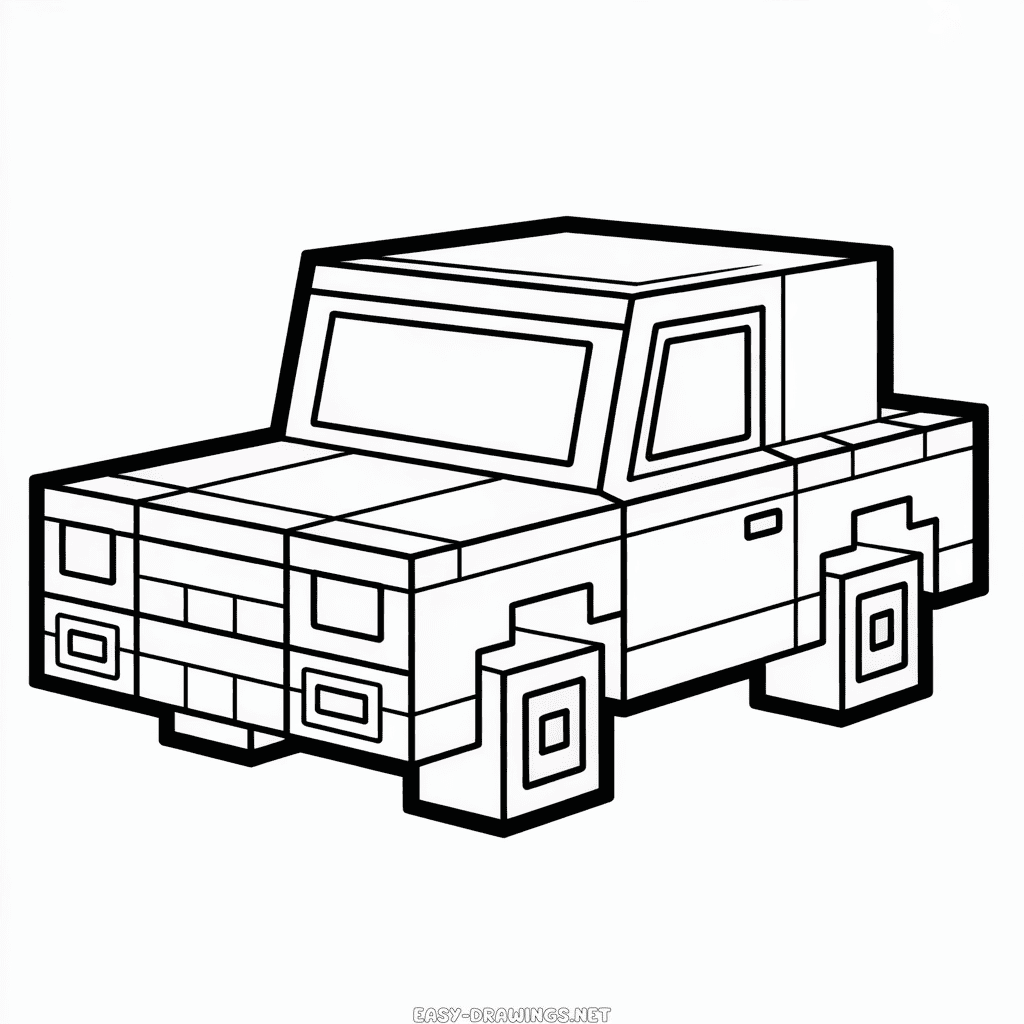 Minecraft Car Easy Drawing