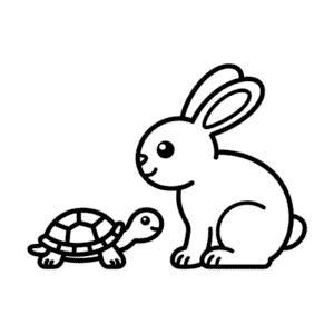Rabbit with Turtle Easy Drawing