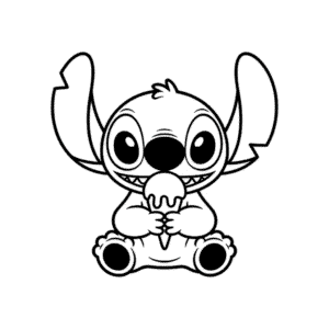 Stitch Eating Ice Cream Easy Drawing