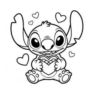 Stitch Valentine's Day Easy Drawing