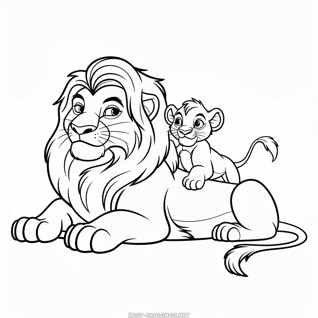 The Lion King Simba and Mufasa Easy Drawing