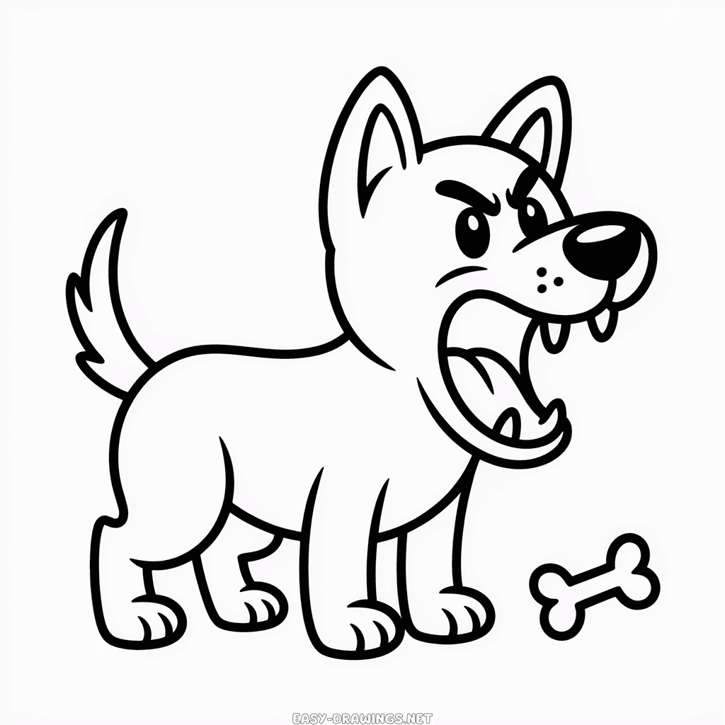 Angry Dog Easy Drawing