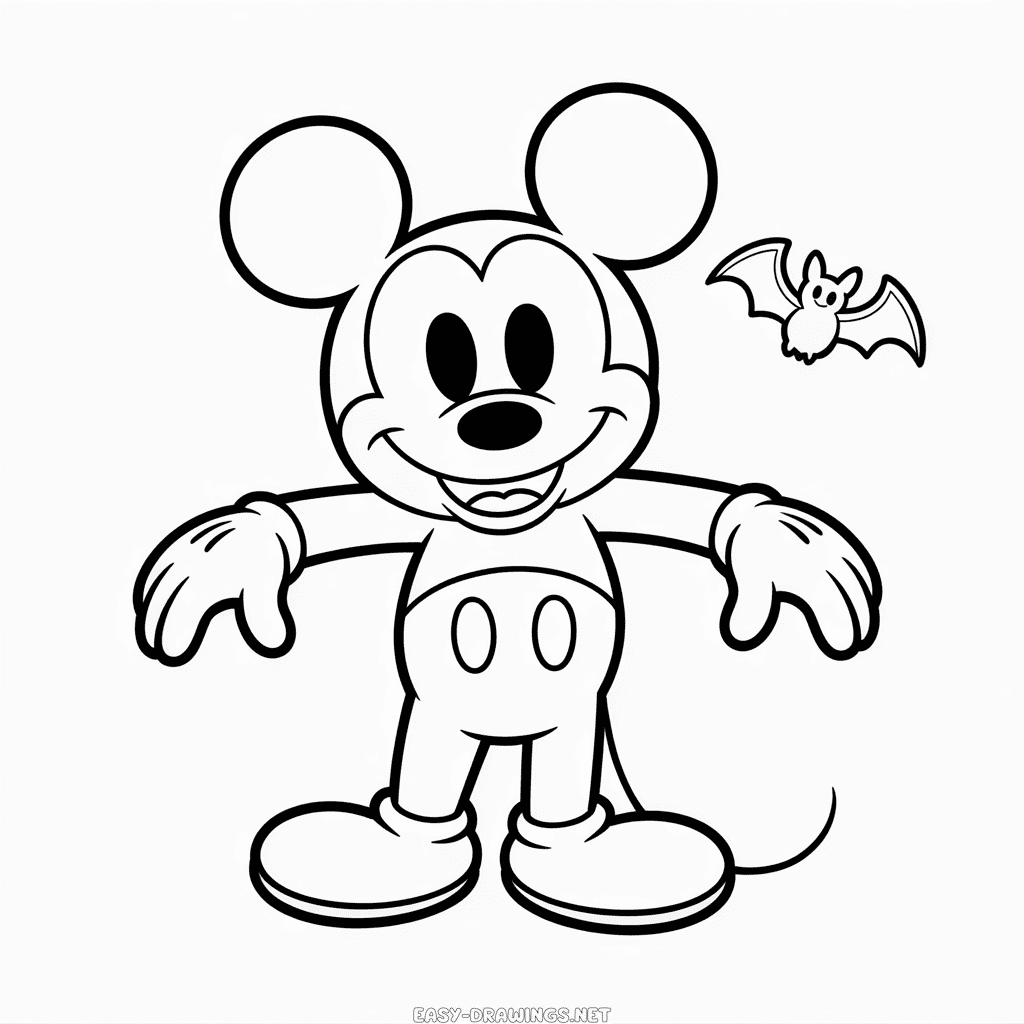 Creepy Mickey Mouse Easy Drawing
