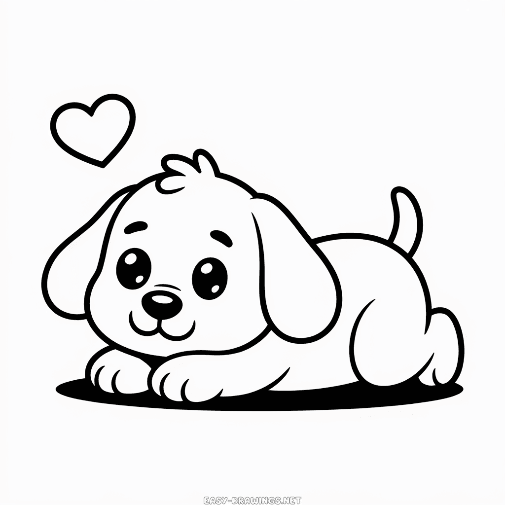Cute Cartoon Dog Easy Drawing