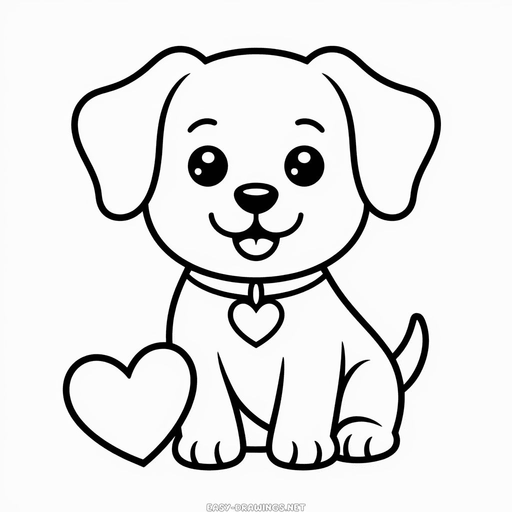 Cute Valentines Dog Easy Drawing
