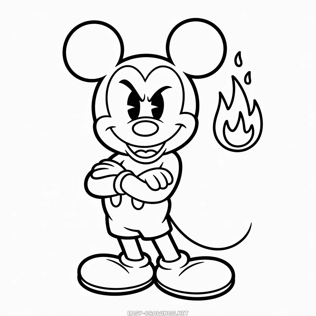 Evil Mickey Easy Drawing