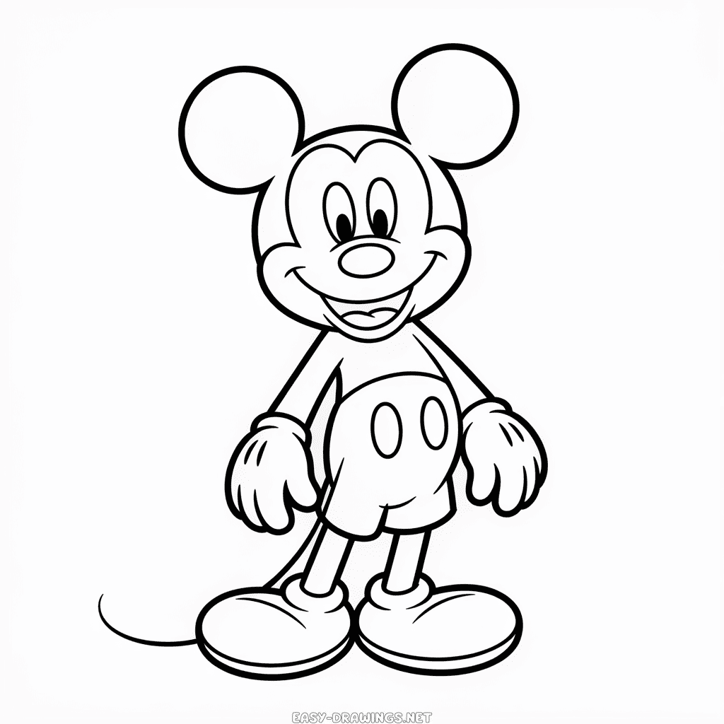 Full Body Mickey Mouse Easy Drawing