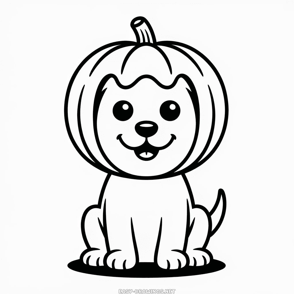 Halloween Dog Easy Drawing