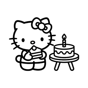 Hello Kitty and Birthday Cake Easy Drawing