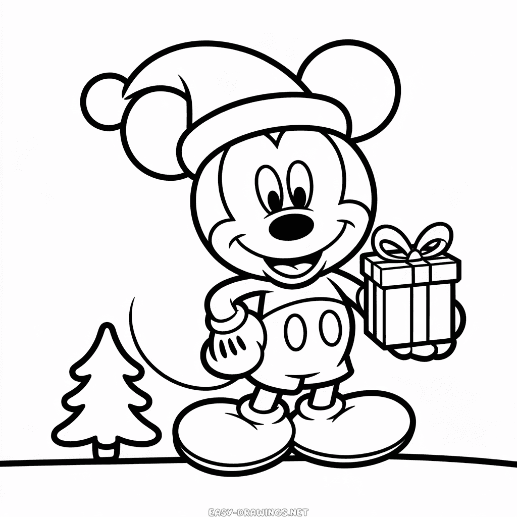 Mickey Christmas Easy Drawing