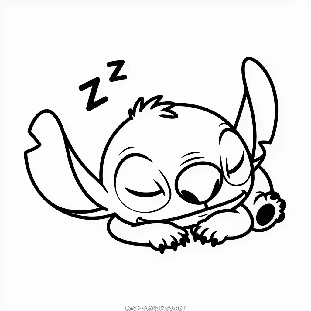 Stitch Sleeping Easy Drawing