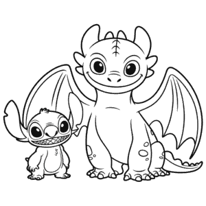 Toothless Dragon and Stitch Easy Drawing