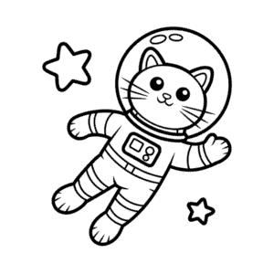 Astronaut Cat Easy Drawing