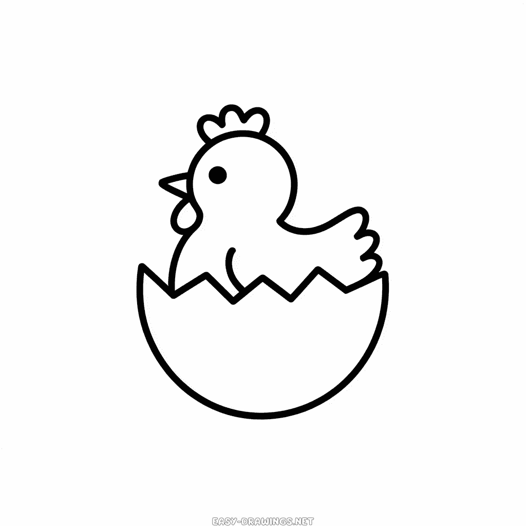 Baby chicken in egg Easy Drawing