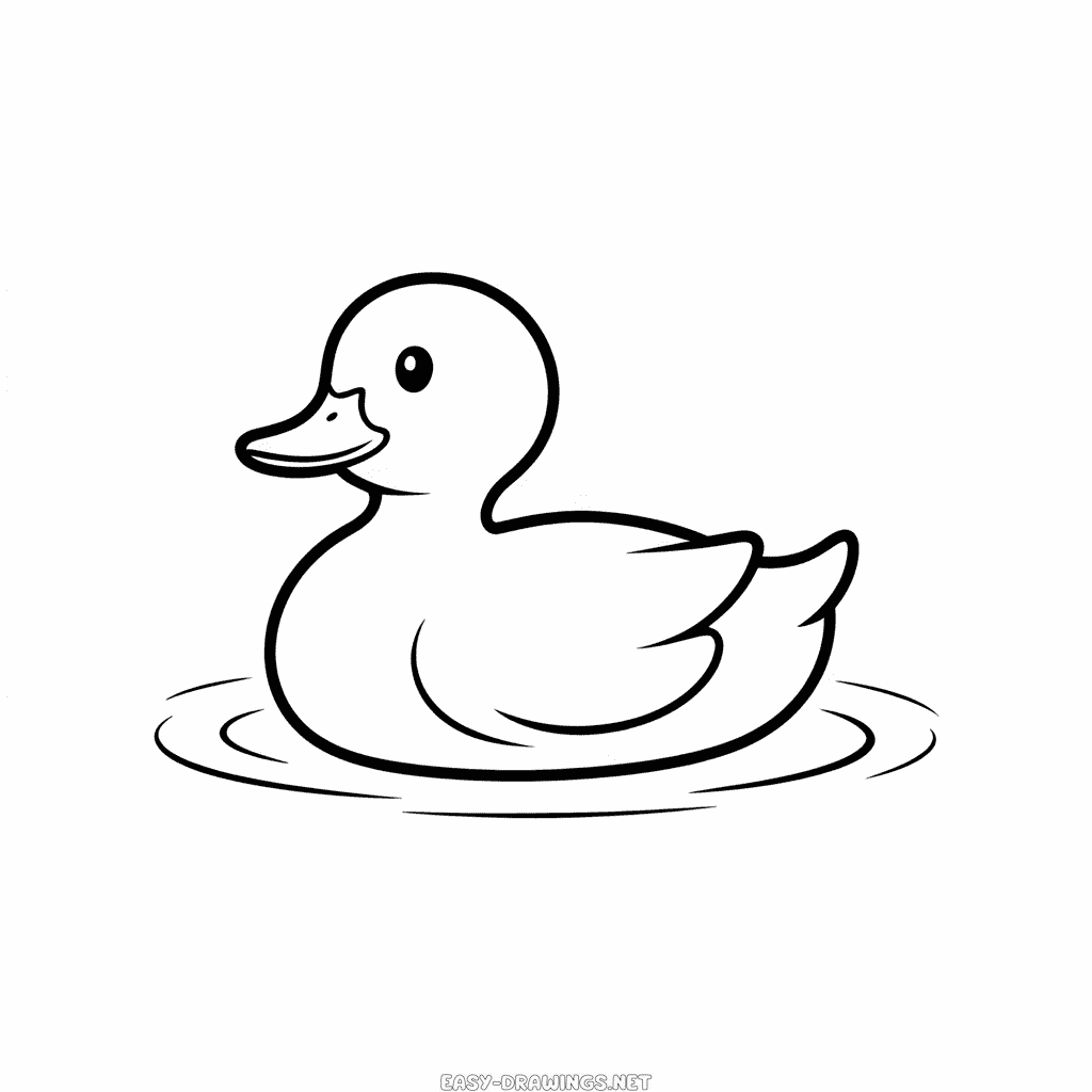 Baby duck in water Easy Drawing