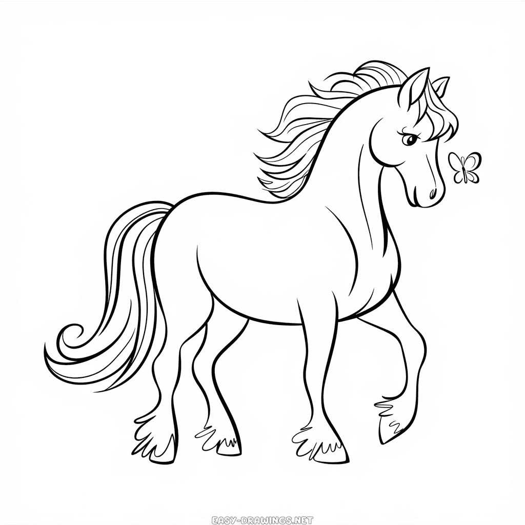 Beautiful horse Easy Drawing