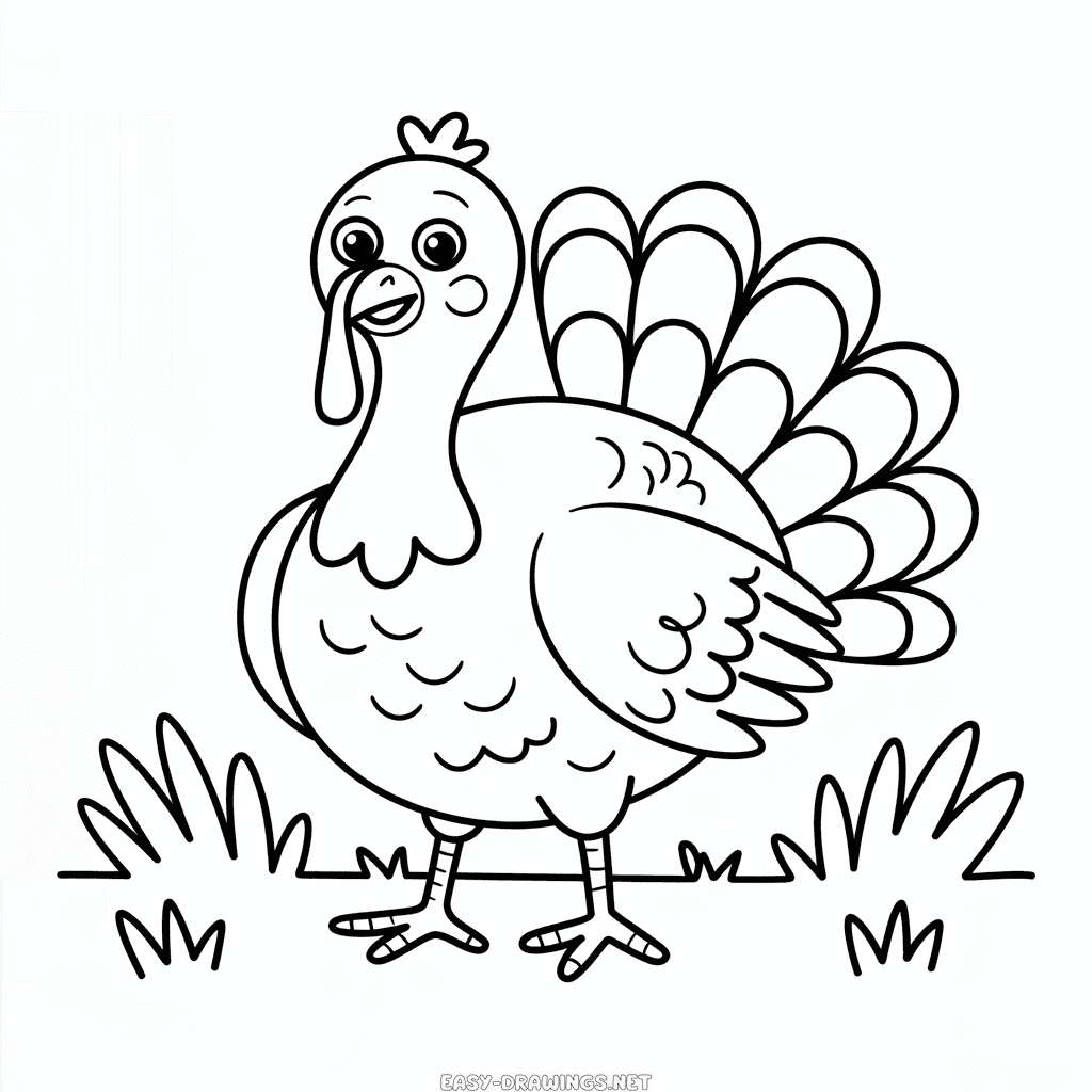 Beautiful turkey Easy Drawing