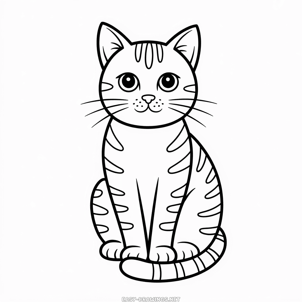 Black and White Cat Easy Drawing