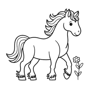 Black and white horse Easy Drawing