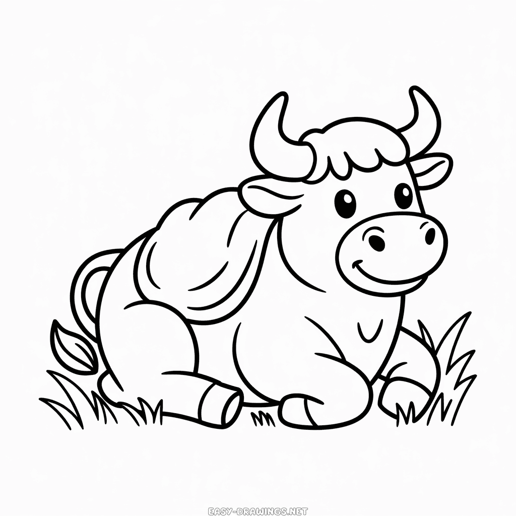 Bull for kids Easy Drawing