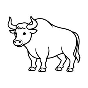 Bull outline Easy Drawing