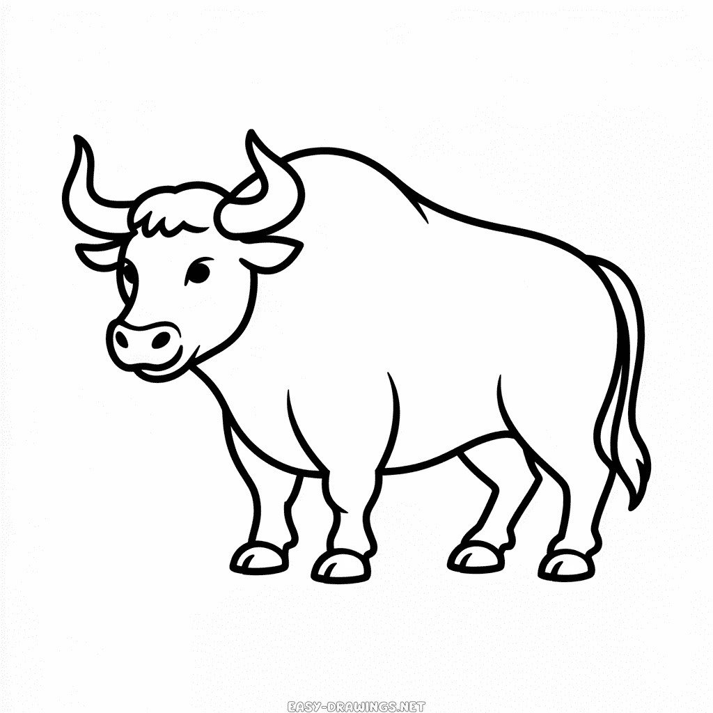 Bull outline Easy Drawing