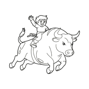Bull riding Easy Drawing