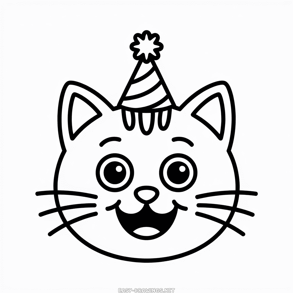 Cartoon Cat Face Easy Drawing