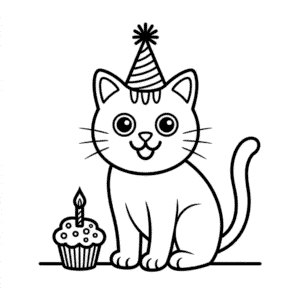 Cat Birthday Easy Drawing