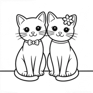 Cat Couple Easy Drawing