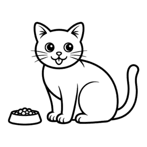 Cat Eating Food Easy Drawing