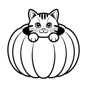 Cat in a Pumpkin Easy Drawing