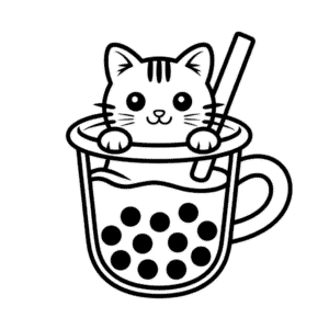 Cat in Boba Easy Drawing