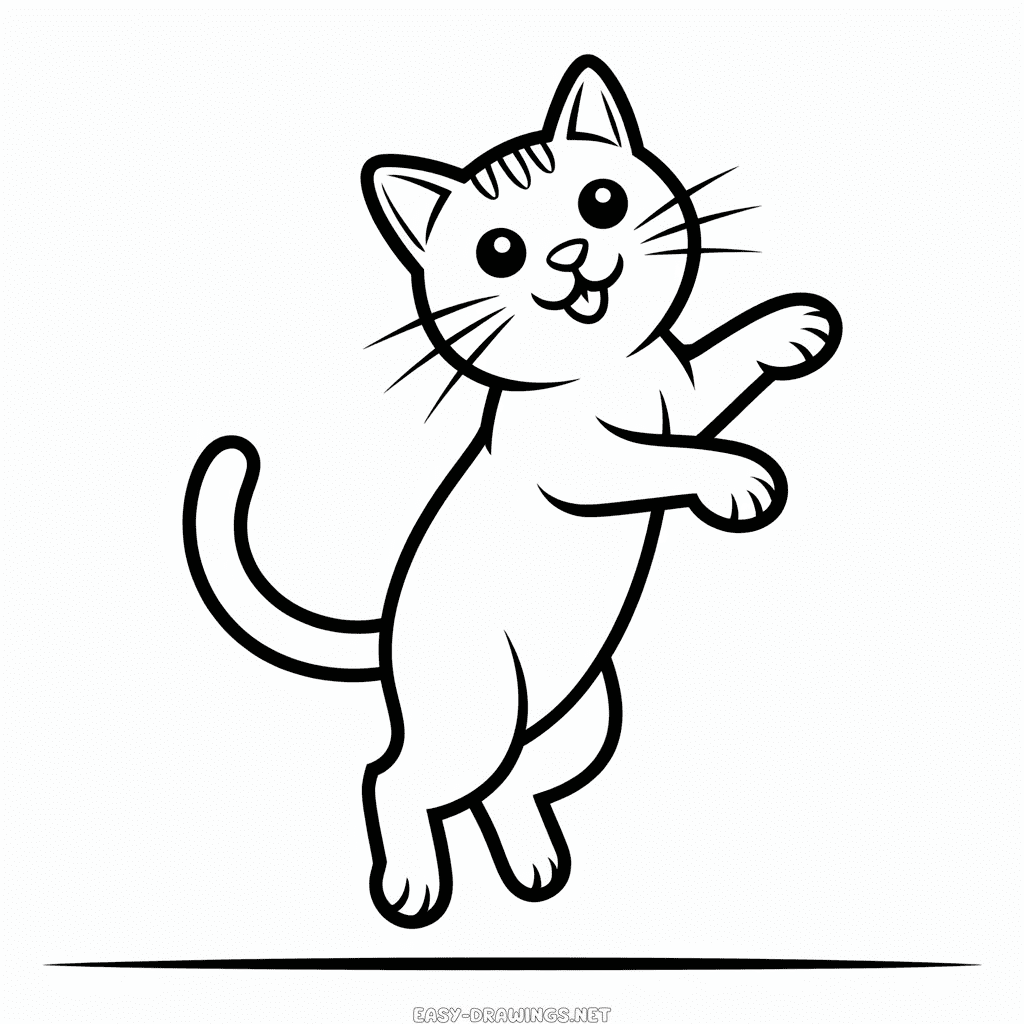 Cat Jumping Easy Drawing