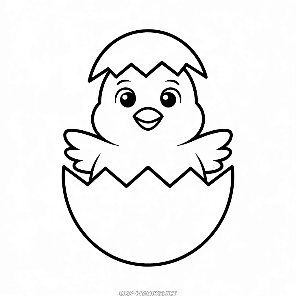 Chicken in hatch egg Easy Drawing