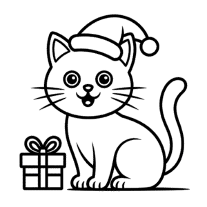 Christmas Cat Easy Drawing