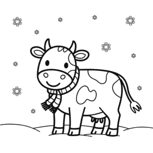 Cow in winter Easy Drawing
