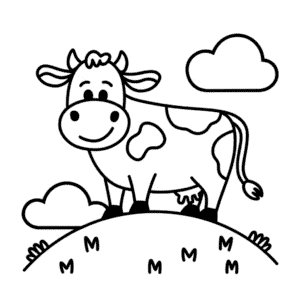 Cow on a hill Easy Drawing