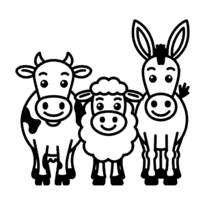 Cow sheep donkey Easy Drawing