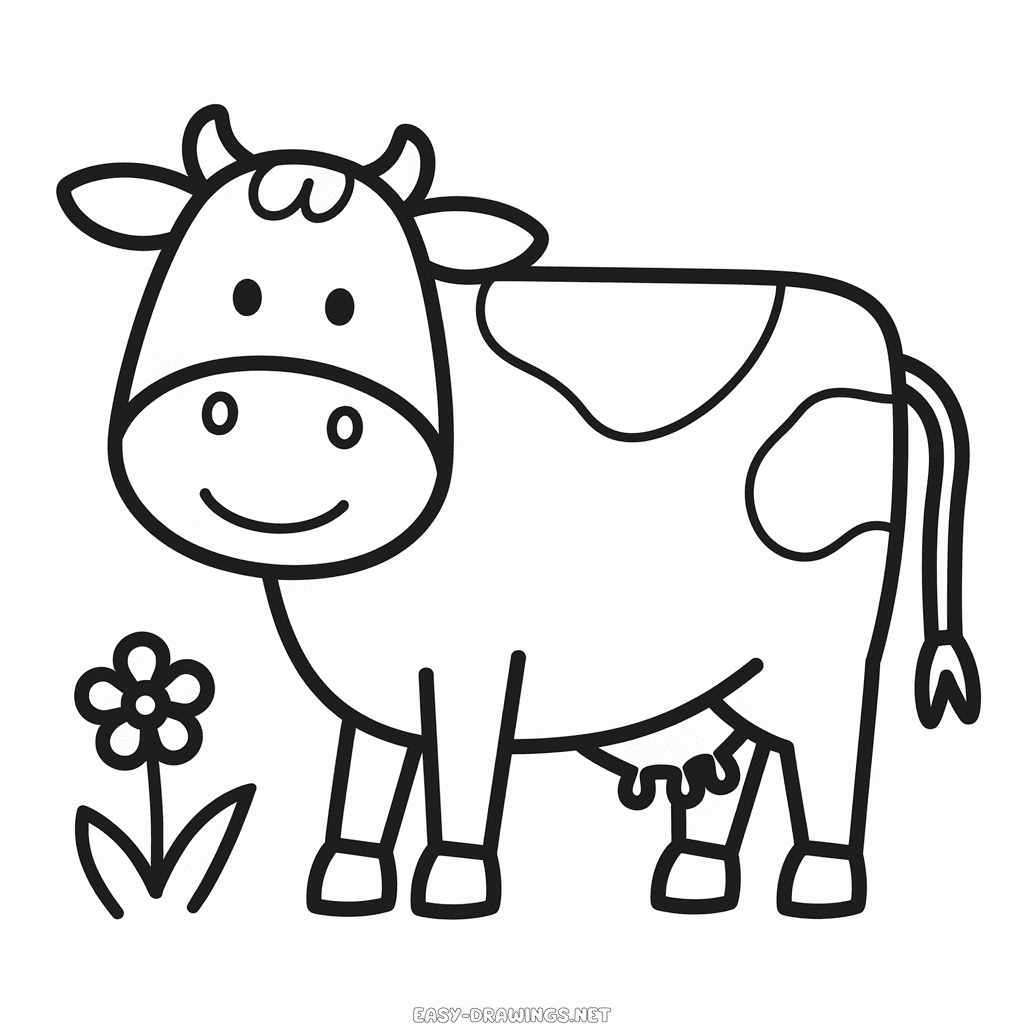 Cow to print Easy Drawing