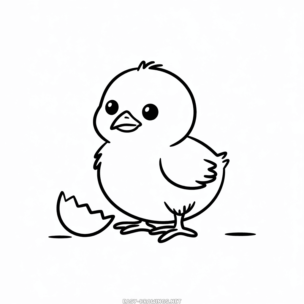 Cute baby chick Easy Drawing