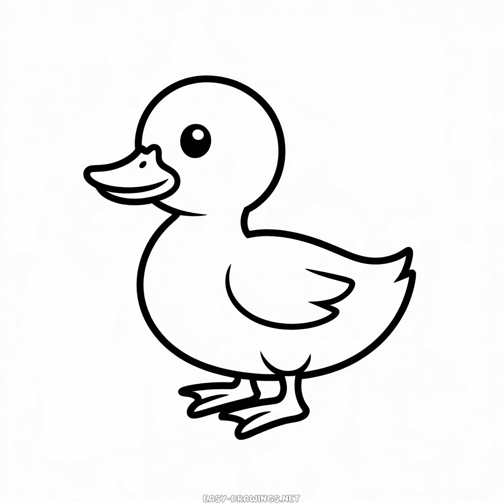 Cute Black Duck Easy Drawing