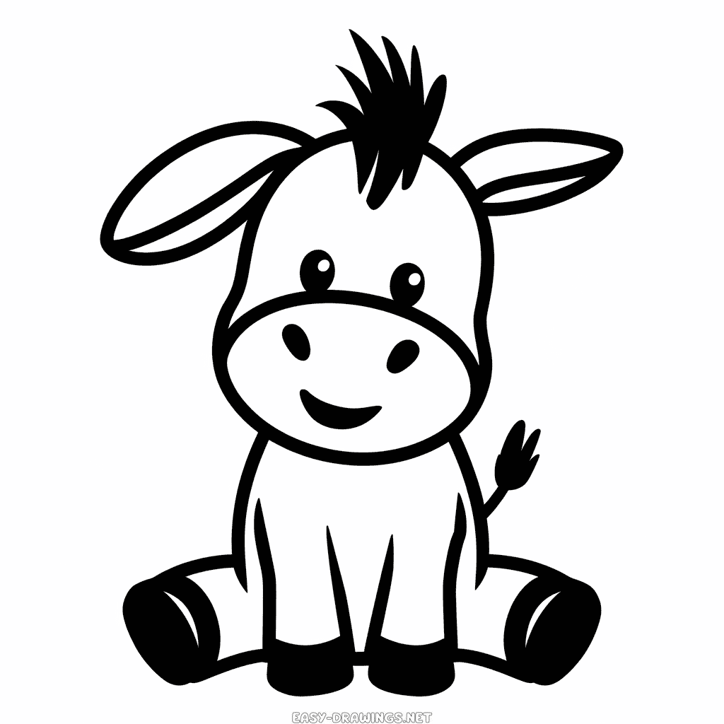 Cute Donkey Easy Drawing